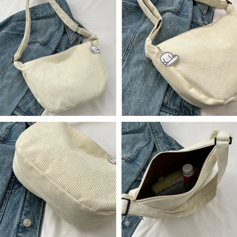 Corduroy Crossbody Bags For Women - close-up | The BB's Box