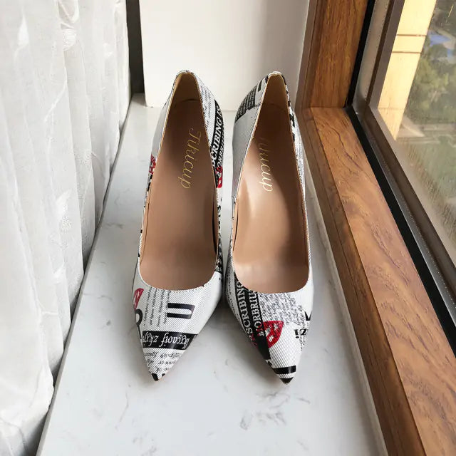 Pointy News High Heel Shoes - close-up | The BB's Box