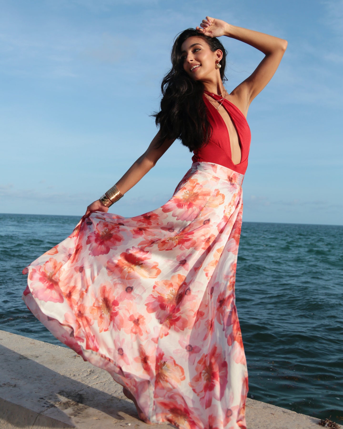 Hero — Sunset Bloom show skirt in red