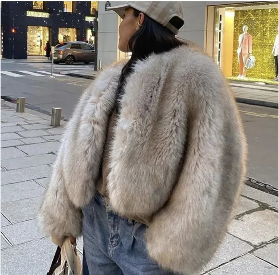 Womens Short Faux Fur Coat - alternate view | The BB's Box