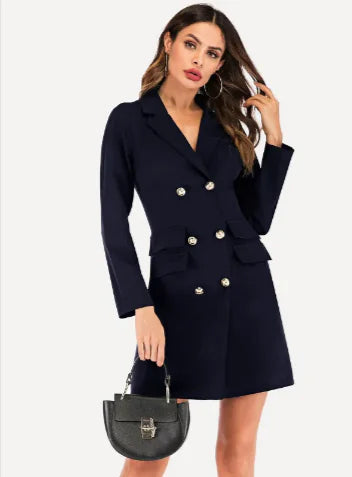 Buttoned suit jacket dress - front view | The BB's Box