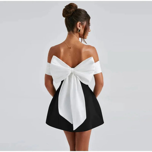Bow-Detail Contrast Dress - front view | The BB's Box
