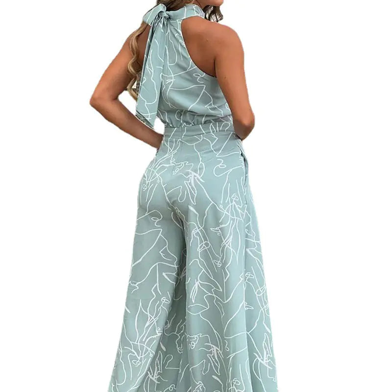 Elegant High Waist Lace-Up Sleeveless Jumpsuit - front view | The BB's Box