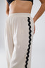 Linen Contrast Scallop Trim Pants