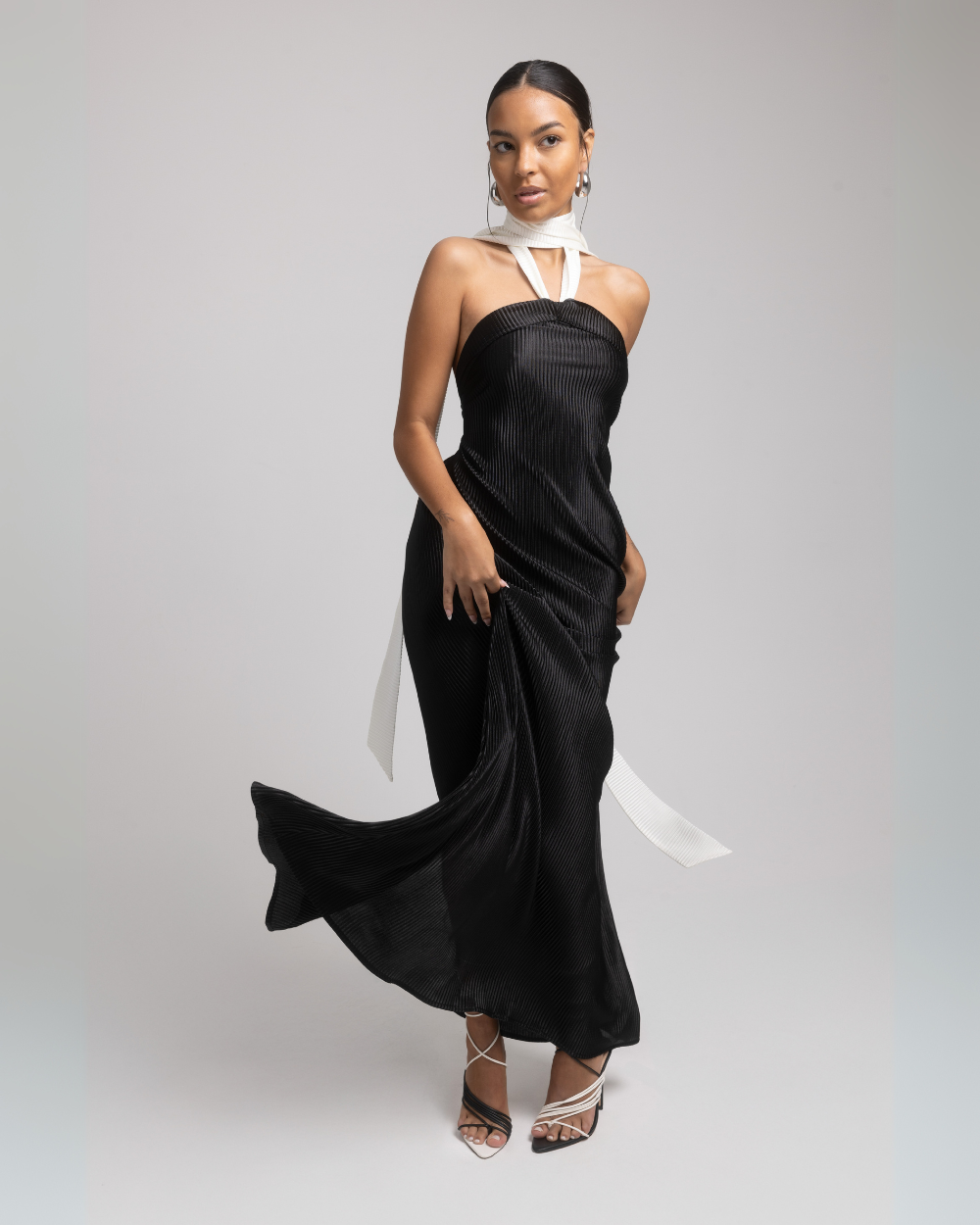 Monaco Maxi Dress - Plisse - close-up | The BB's Box