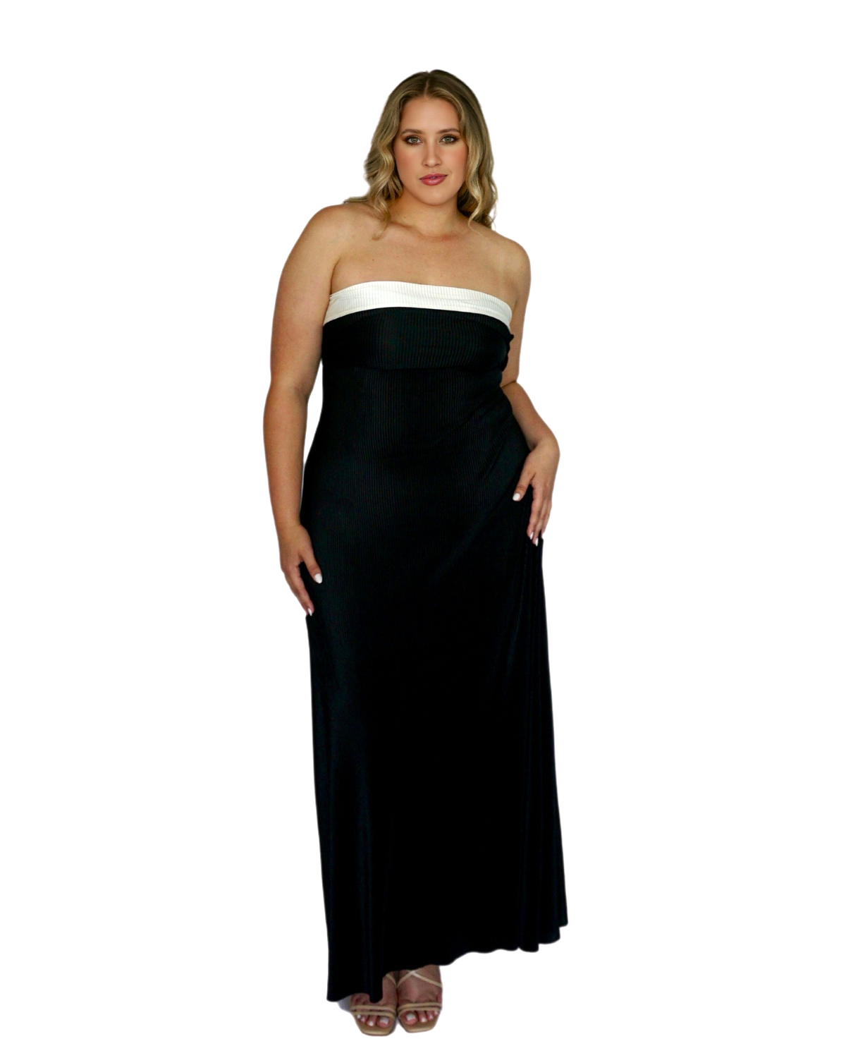 Monaco Maxi Dress - Plisse - front view | The BB's Box