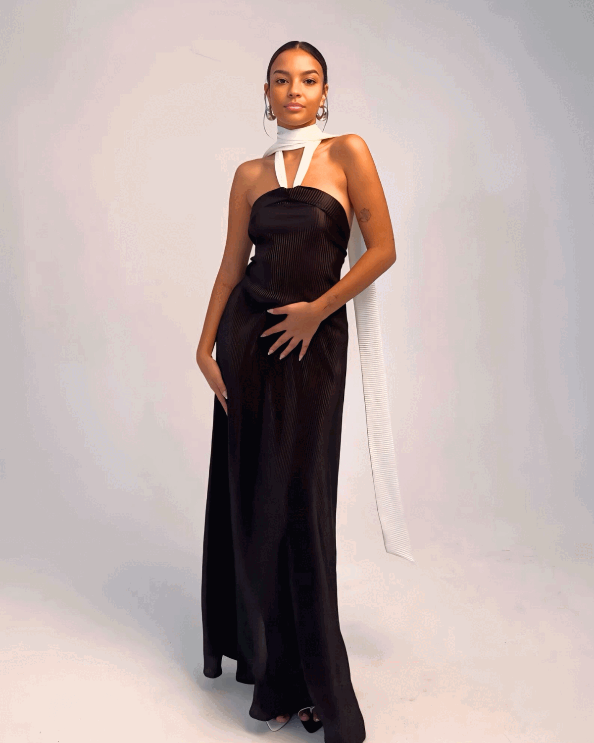 Monaco Maxi Dress - Plisse - side view | The BB's Box