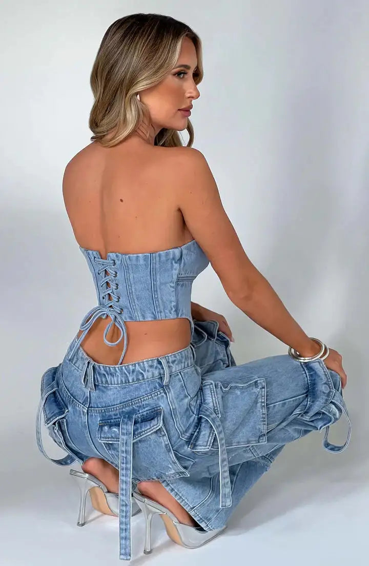 Calça jeans cargo