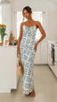 Womens Slim-Fit V-Neck Backless Printed Dress - close-up | The BB's Box