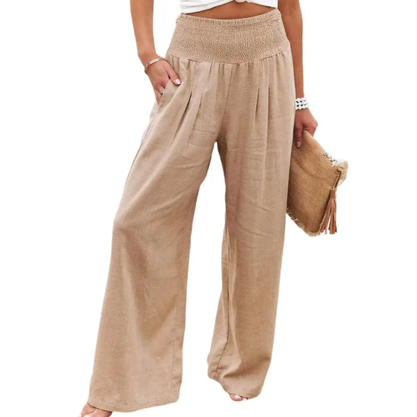 Cotton-Linen Style - Women Loose Long Trousers - front view | The BB's Box
