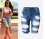 Women's Fashion Bermuda - Ripped long shorts