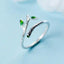 Green Enamel Leaves 925 Sterling Silver Vintage Adjustable Ring