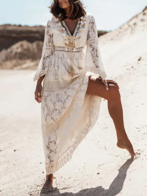 Boho Summer Sleeveless Lace V Neck Beach Dress for Women - alternate view | The BB's Box