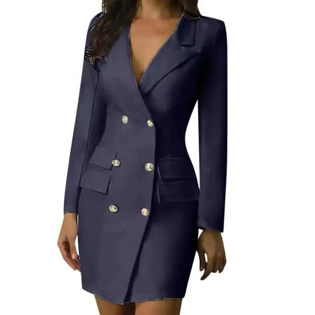 Womens Double-Breasted Blazer Dress - close-up | The BB's Box