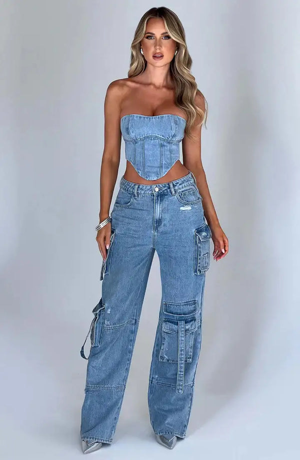 Cargo Denim Jeans - front view | The BB's Box