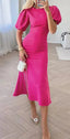 Women's Lantern Sleeve Slim Long Dress