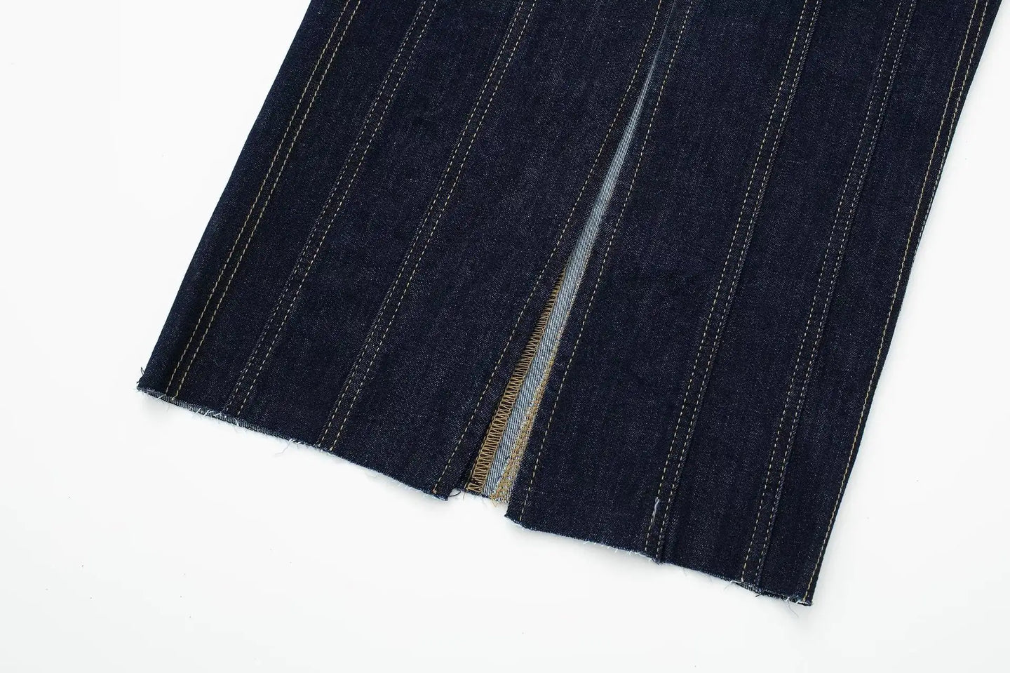 Denim Stitching Strapless Dress - close-up | The BB's Box