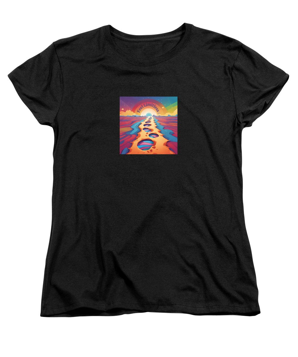 Camiseta feminina Vibrant Explore Path Rainbow - Modelagem padrão